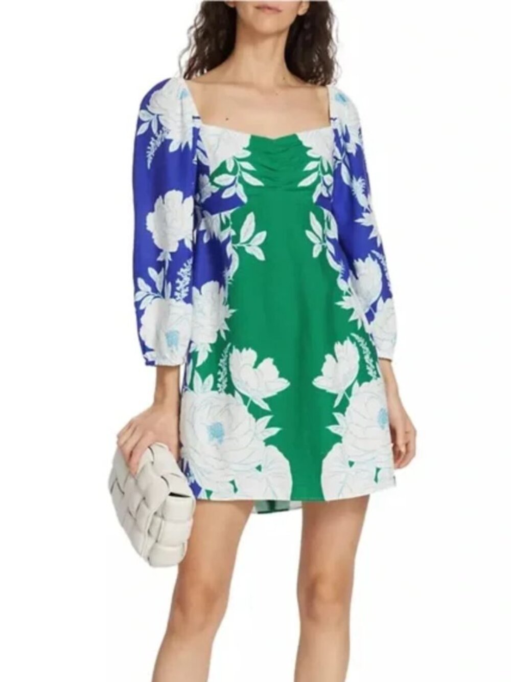 FARM Rio Green and Blue Floral Mini Dress